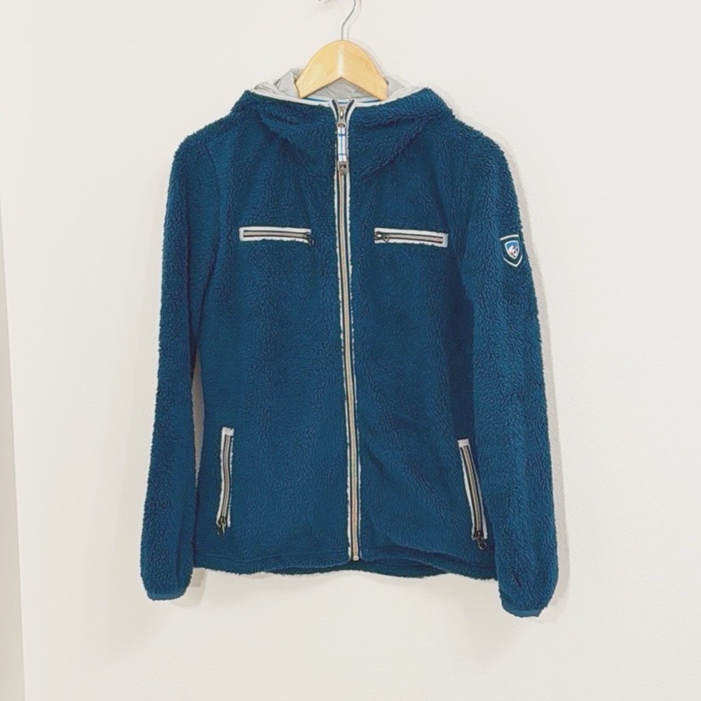KUHL Blue Fleece Hooded Jacket “Skata” Zipper Front Size Small